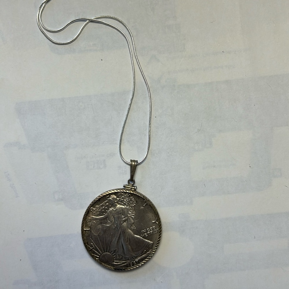 1957 Sterling silver dollar coin necklace